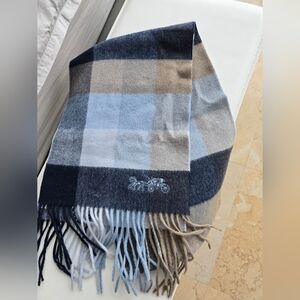 Coach Checkered Scarf - Navy and Beige